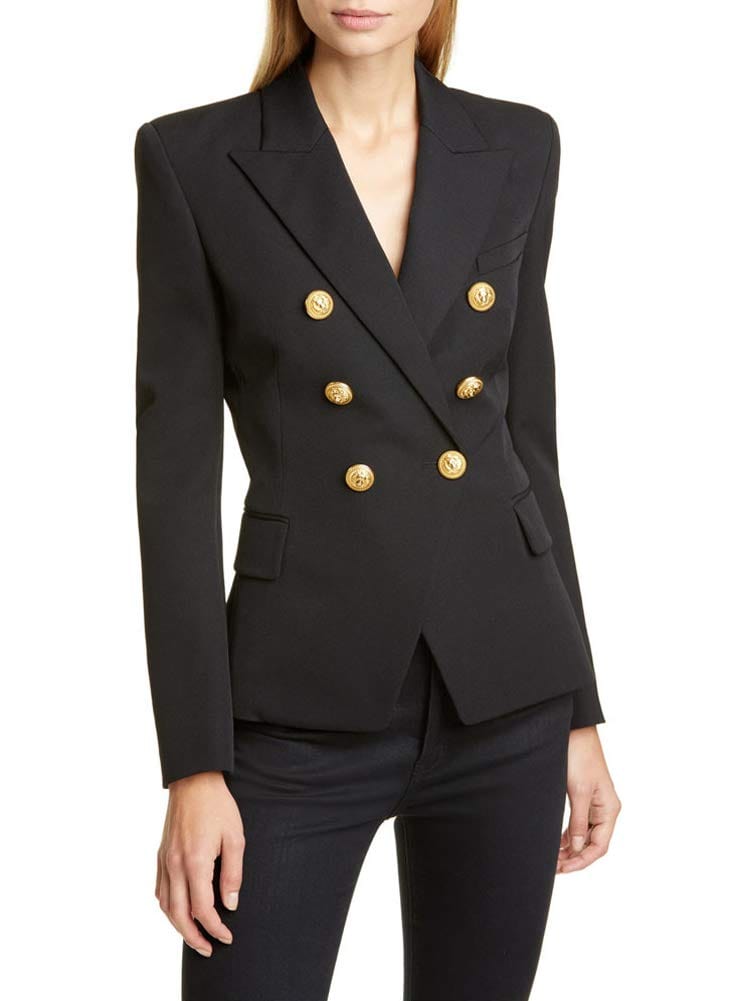 chouyatou Women's Vintage Double Breasted Slim Fit Dress Suit Blazer Jacket - Xpressa