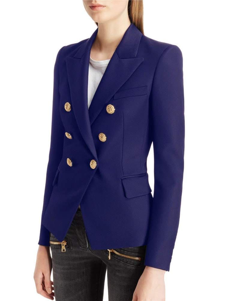chouyatou Women's Vintage Double Breasted Slim Fit Dress Suit Blazer Jacket - Xpressa