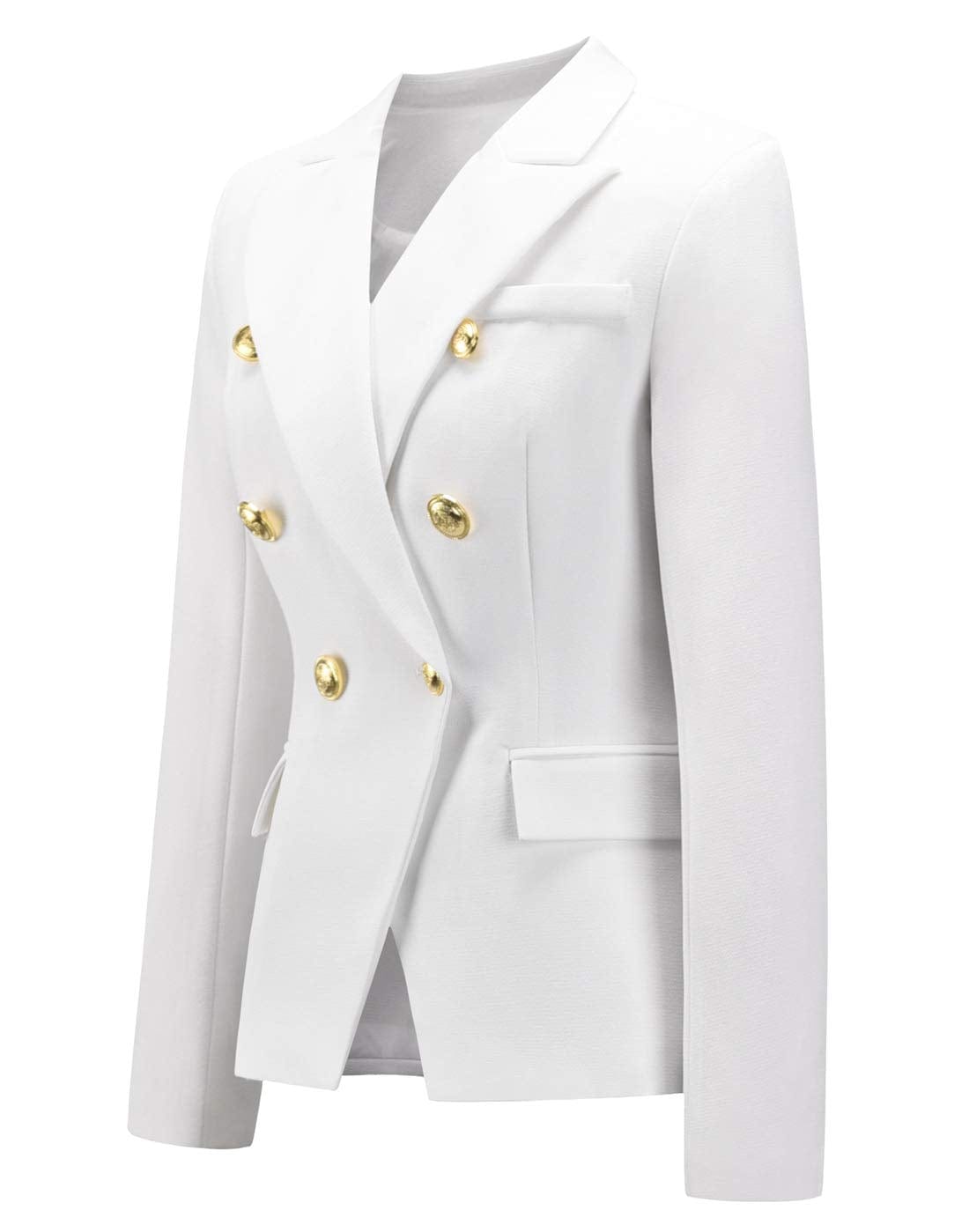 chouyatou Women's Vintage Double Breasted Slim Fit Dress Suit Blazer Jacket - Xpressa