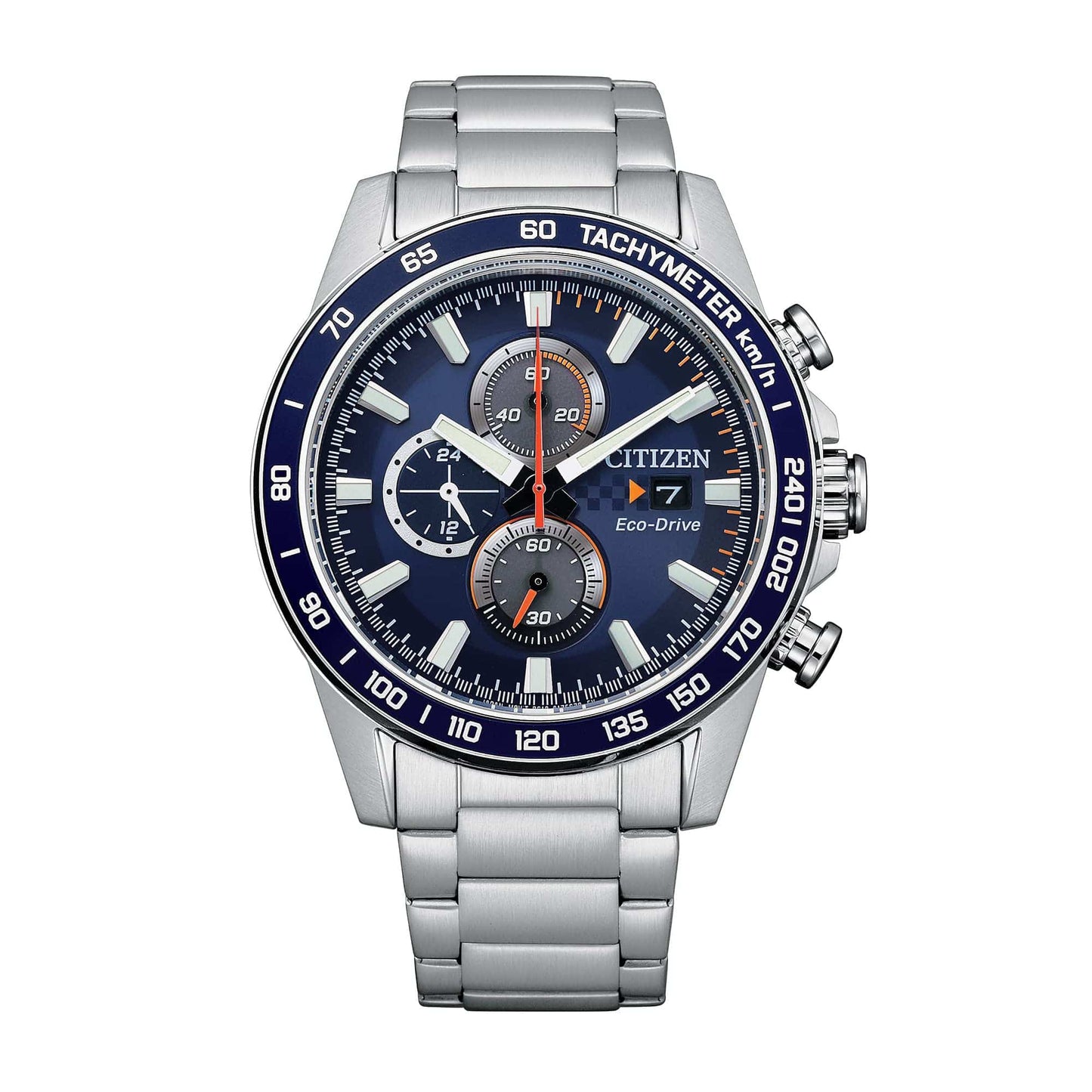 Citizen Men's Sport Casual Brycen Eco - Drive Chronograph Stainless Steel Watch, 12/24 Hour Time, Date, Tachymeter, 100 Meters Water Resistant, Spherical Mineral Crystal, Weekender - Xpressa