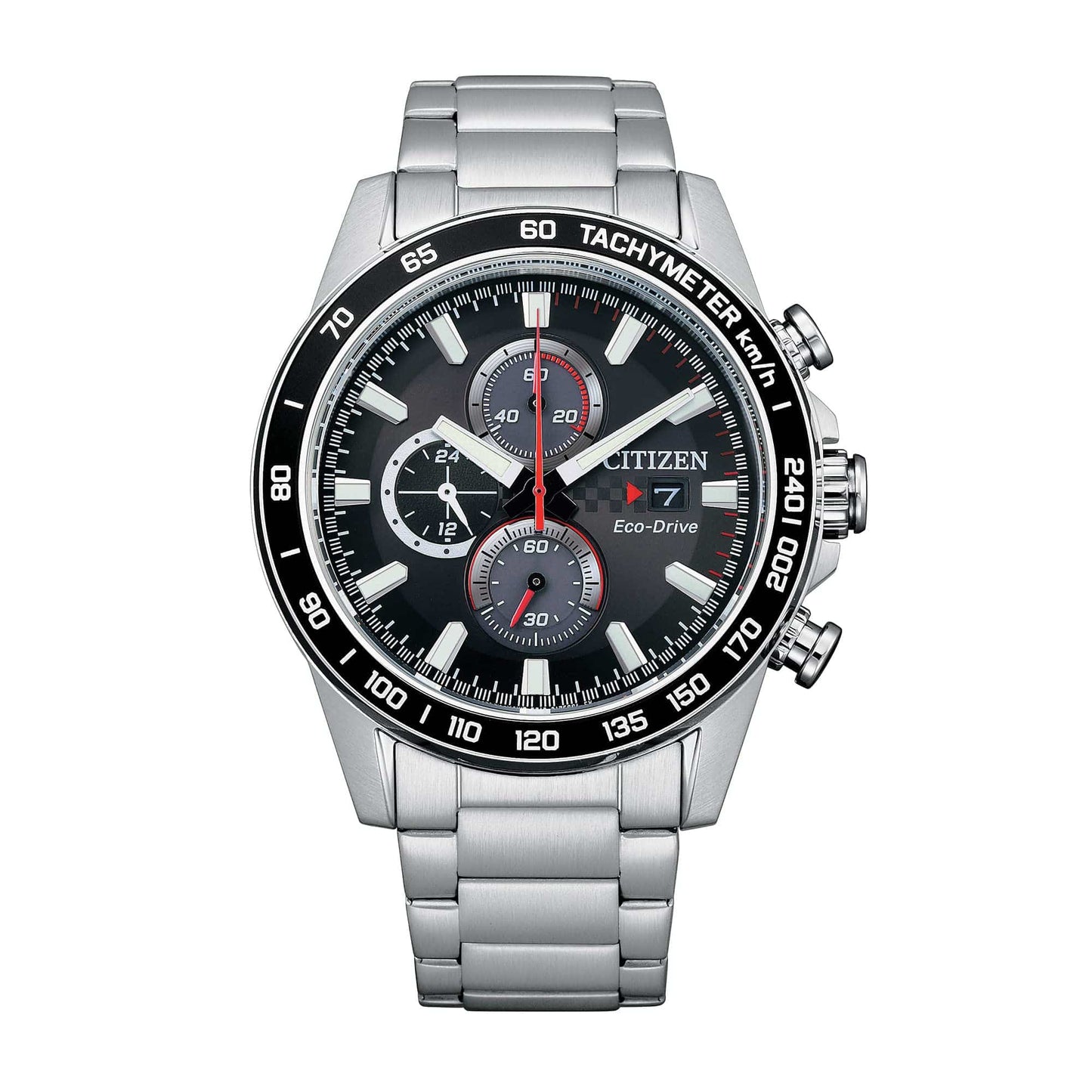 Citizen Men's Sport Casual Brycen Eco - Drive Chronograph Stainless Steel Watch, 12/24 Hour Time, Date, Tachymeter, 100 Meters Water Resistant, Spherical Mineral Crystal, Weekender - Xpressa