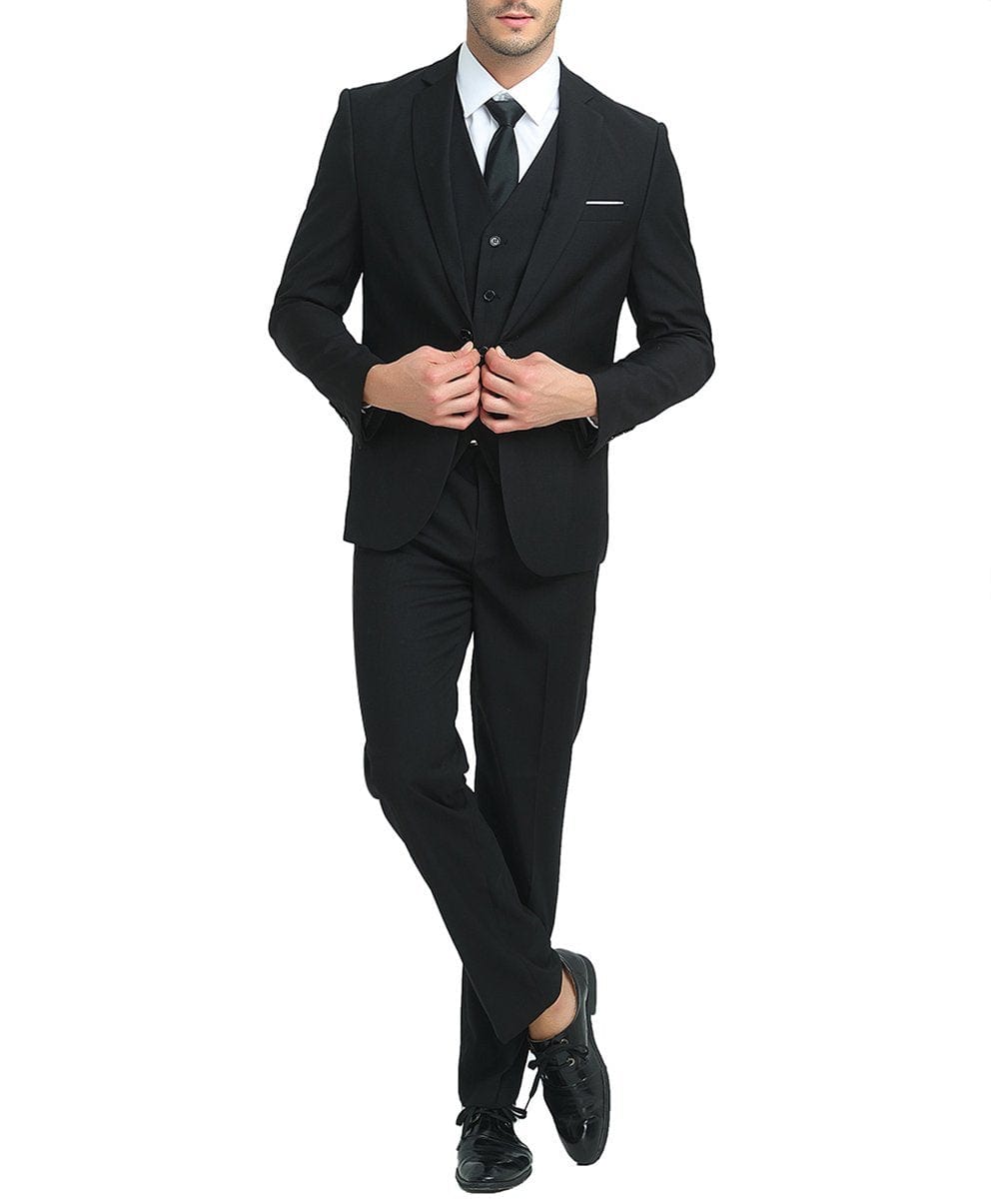 Cloudstyle Mens 3 - Piece Suit Notched Lapel One Button Slim Fit Formal Jacket Vest Pants Set - Xpressa