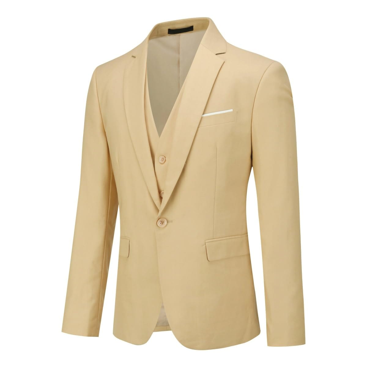 Cloudstyle Mens 3 - Piece Suit Notched Lapel One Button Slim Fit Formal Jacket Vest Pants Set - Xpressa