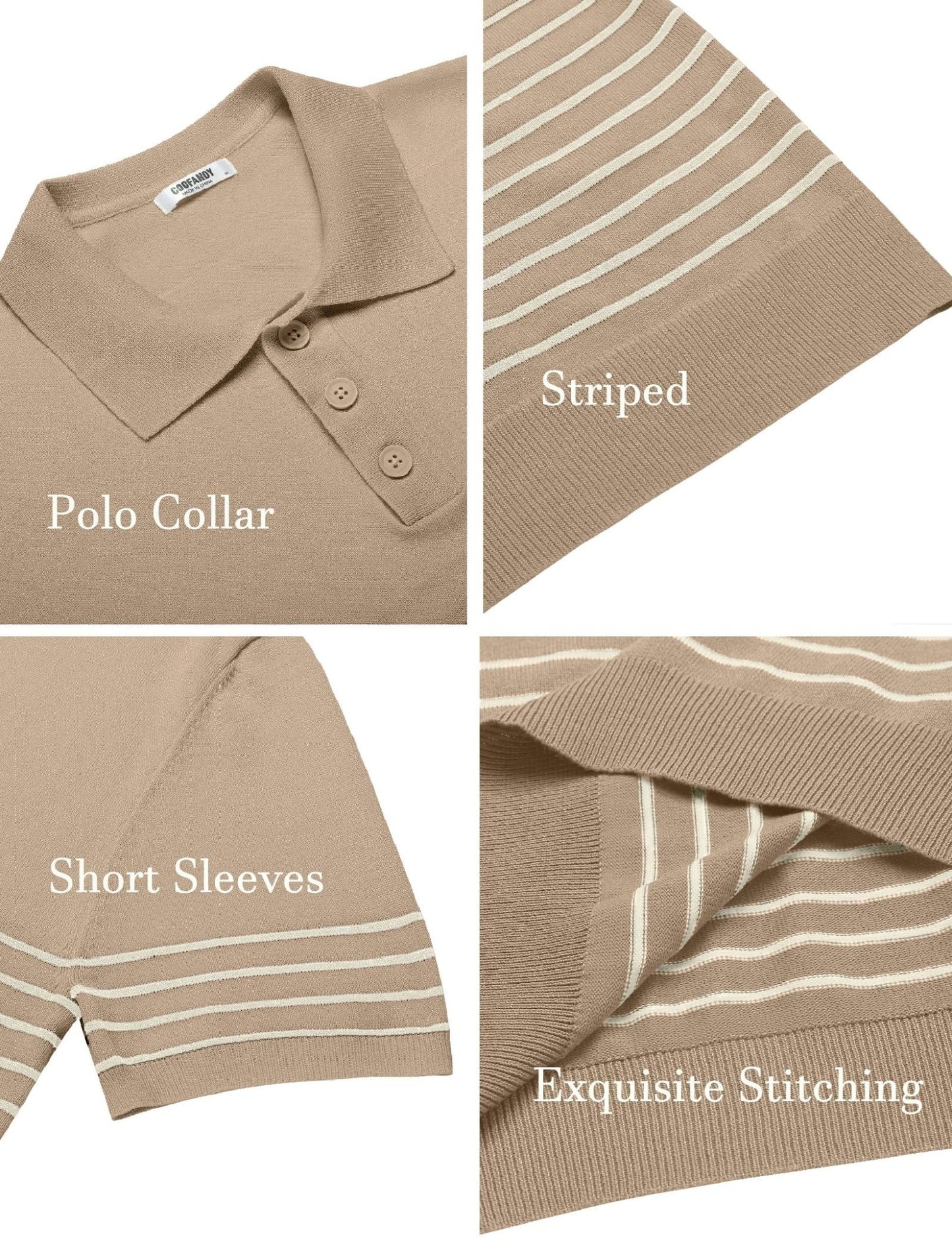 COOFANDY Men's Knit Polo Shirts Short Sleeve Striped Polo Shirt Fashion Casual Golf Shirts - Xpressa