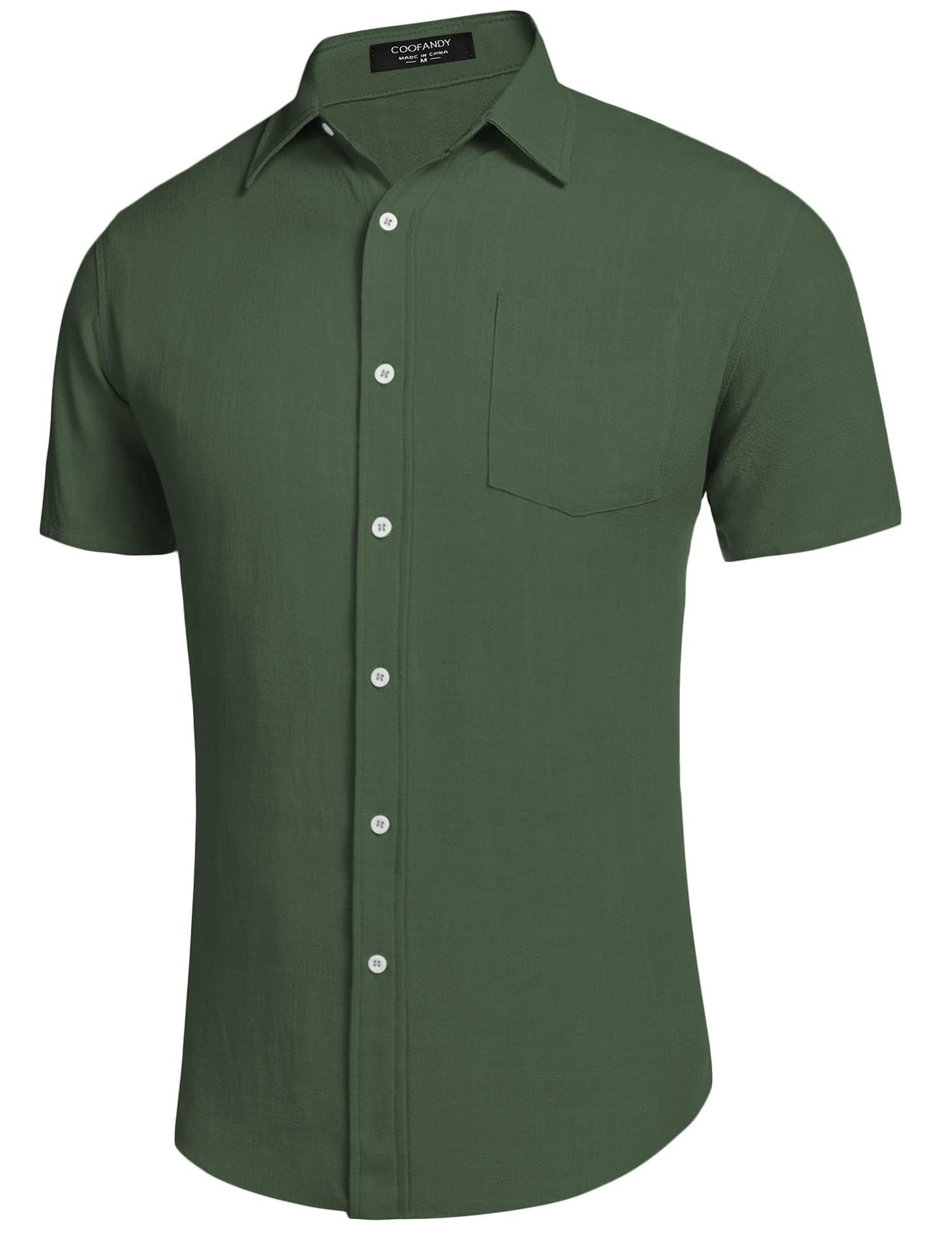 COOFANDY Men's Linen Shirts Casual Button Down Short Sleeve Summer Beach Shirt Hawaiian Vacation Shirts - Xpressa