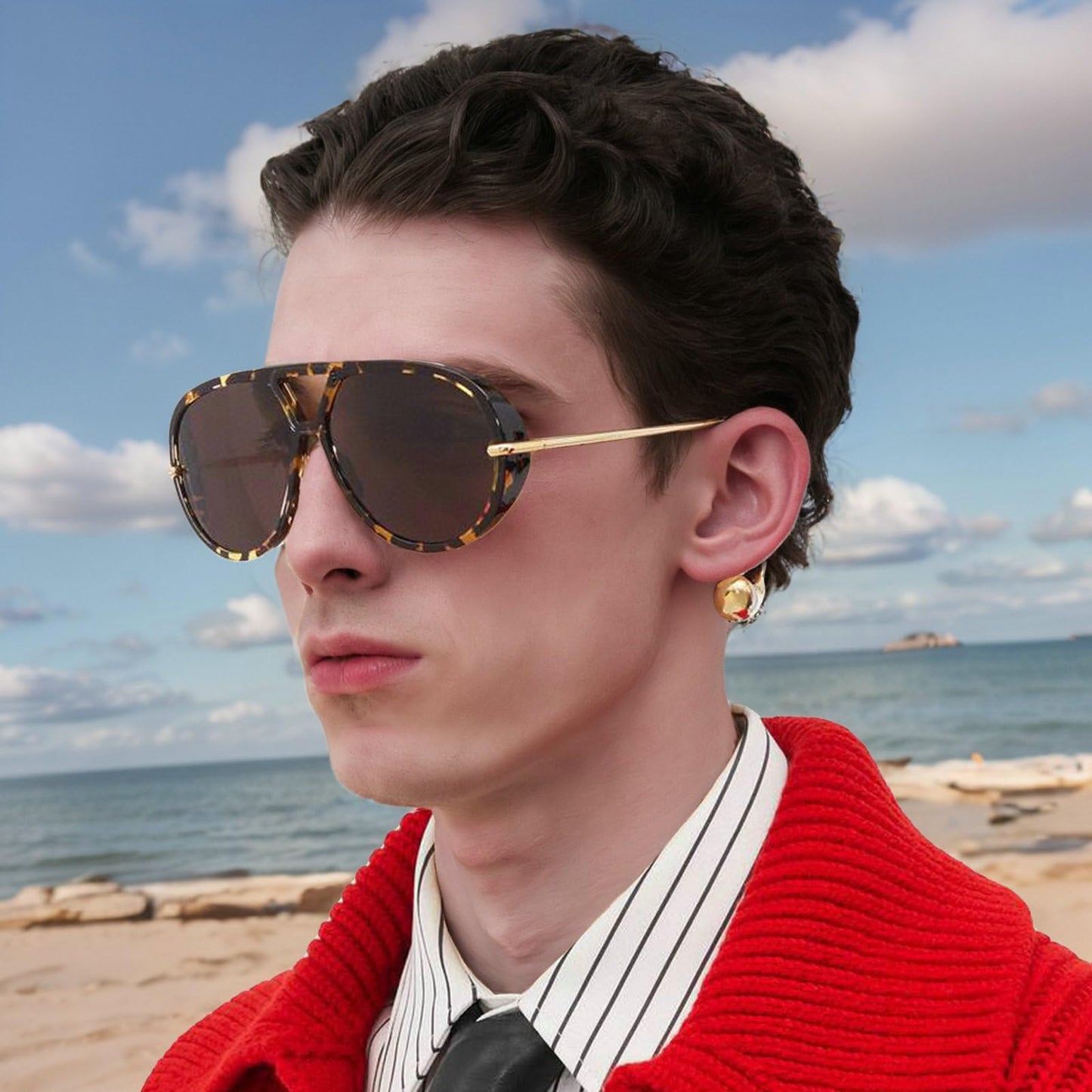 COTIA 2025 Fashion Pilot Sunglasses for Woman Men Retro Square Double Bridge Sun Glasses Vintage Shield Shades - Xpressa