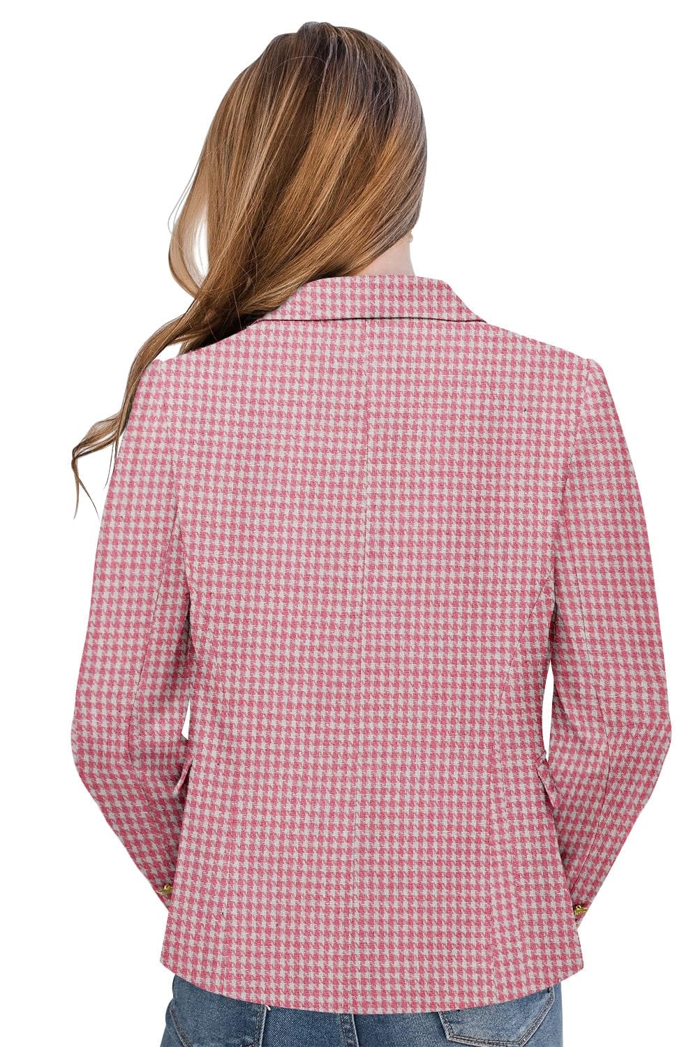 CRAZY GRID Womens Casual Blazer Jacket Gold Button Long Sleeve Work 0ffice Blazer Lapel Open Front Jacket - Xpressa