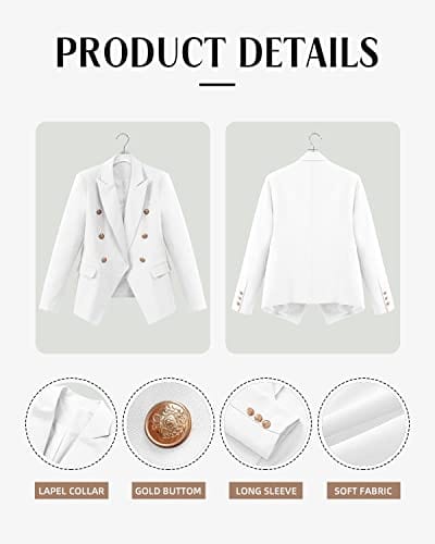 CRAZY GRID Womens Casual Blazer Jacket Gold Button Long Sleeve Work 0ffice Blazer Lapel Open Front Jacket - Xpressa