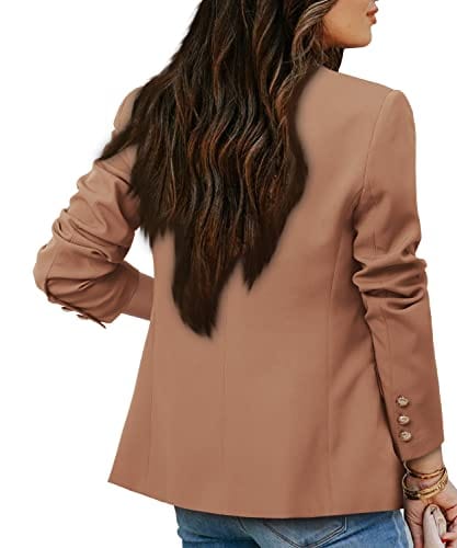 CRAZY GRID Womens Casual Blazer Jacket Gold Button Long Sleeve Work 0ffice Blazer Lapel Open Front Jacket - Xpressa