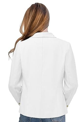 CRAZY GRID Womens Casual Blazer Jacket Gold Button Long Sleeve Work 0ffice Blazer Lapel Open Front Jacket - Xpressa