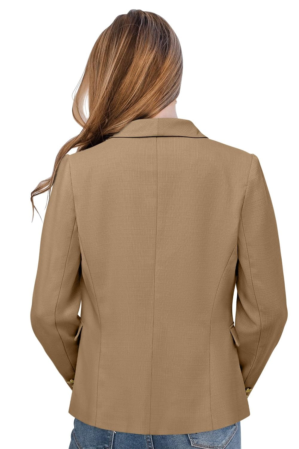 CRAZY GRID Womens Casual Blazer Jacket Gold Button Long Sleeve Work 0ffice Blazer Lapel Open Front Jacket - Xpressa
