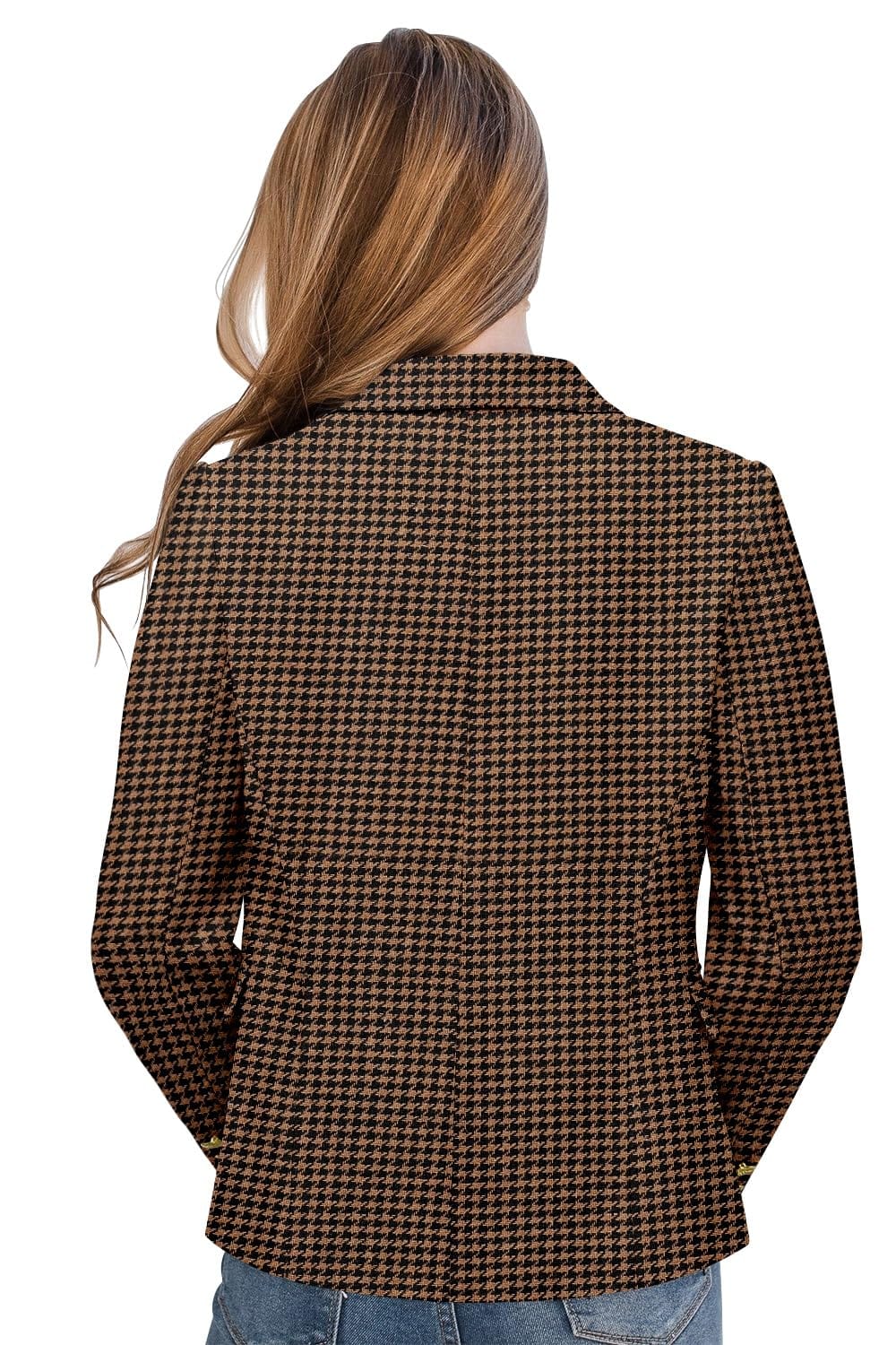 CRAZY GRID Womens Casual Blazer Jacket Gold Button Long Sleeve Work 0ffice Blazer Lapel Open Front Jacket - Xpressa