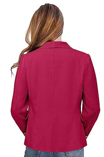 CRAZY GRID Womens Casual Blazer Jacket Gold Button Long Sleeve Work 0ffice Blazer Lapel Open Front Jacket - Xpressa