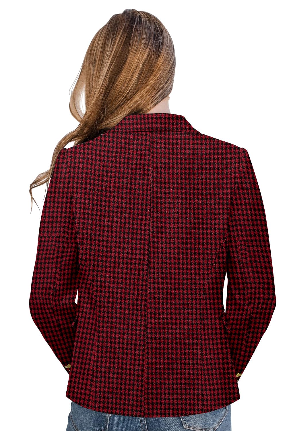 CRAZY GRID Womens Casual Blazer Jacket Gold Button Long Sleeve Work 0ffice Blazer Lapel Open Front Jacket - Xpressa