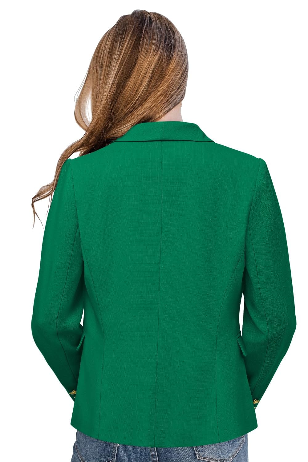 CRAZY GRID Womens Casual Blazer Jacket Gold Button Long Sleeve Work 0ffice Blazer Lapel Open Front Jacket - Xpressa