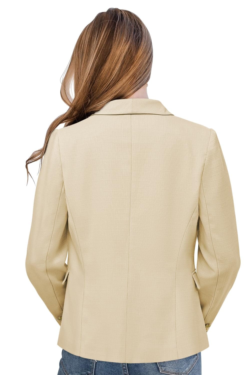 CRAZY GRID Womens Casual Blazer Jacket Gold Button Long Sleeve Work 0ffice Blazer Lapel Open Front Jacket - Xpressa