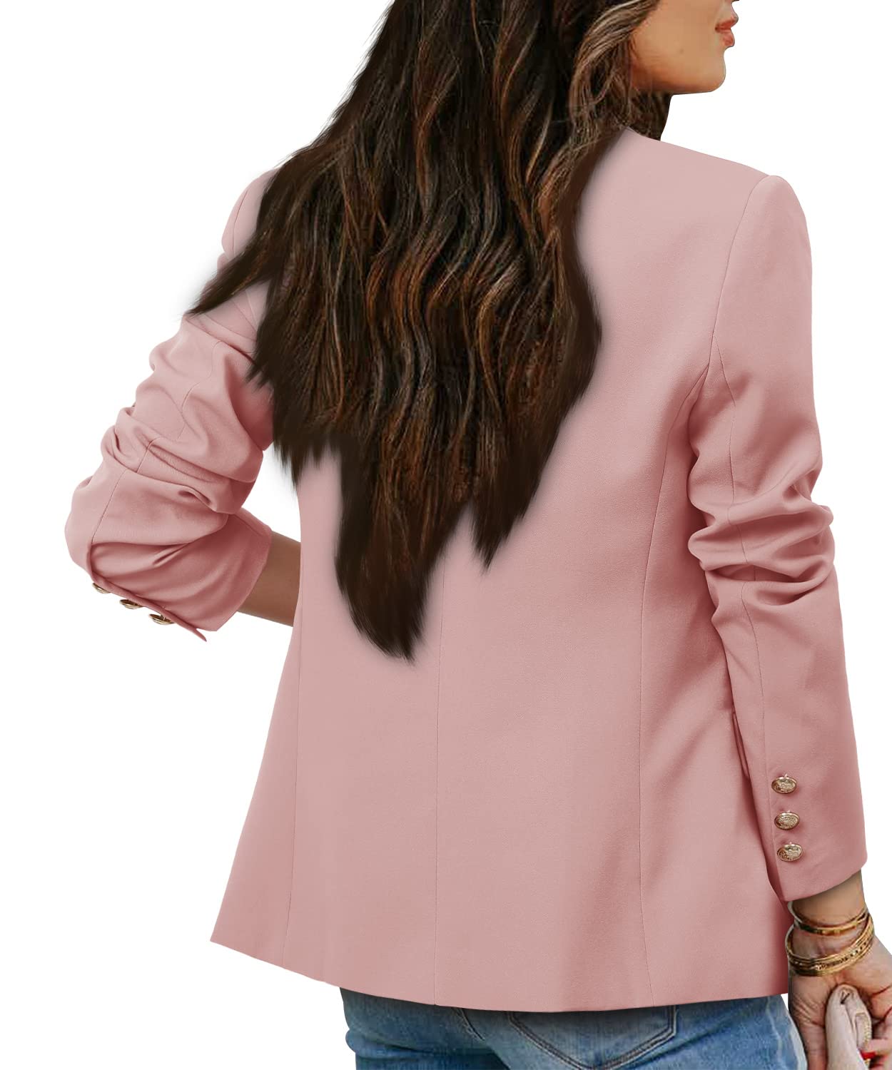 CRAZY GRID Womens Casual Blazer Jacket Gold Button Long Sleeve Work 0ffice Blazer Lapel Open Front Jacket - Xpressa