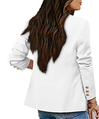 CRAZY GRID Womens Casual Blazer Jacket Gold Button Long Sleeve Work 0ffice Blazer Lapel Open Front Jacket - Xpressa