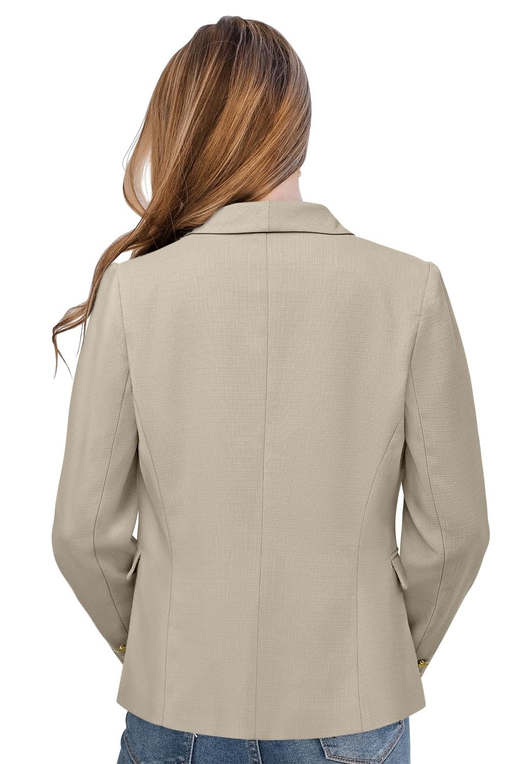 CRAZY GRID Womens Casual Blazer Jacket Gold Button Long Sleeve Work 0ffice Blazer Lapel Open Front Jacket - Xpressa