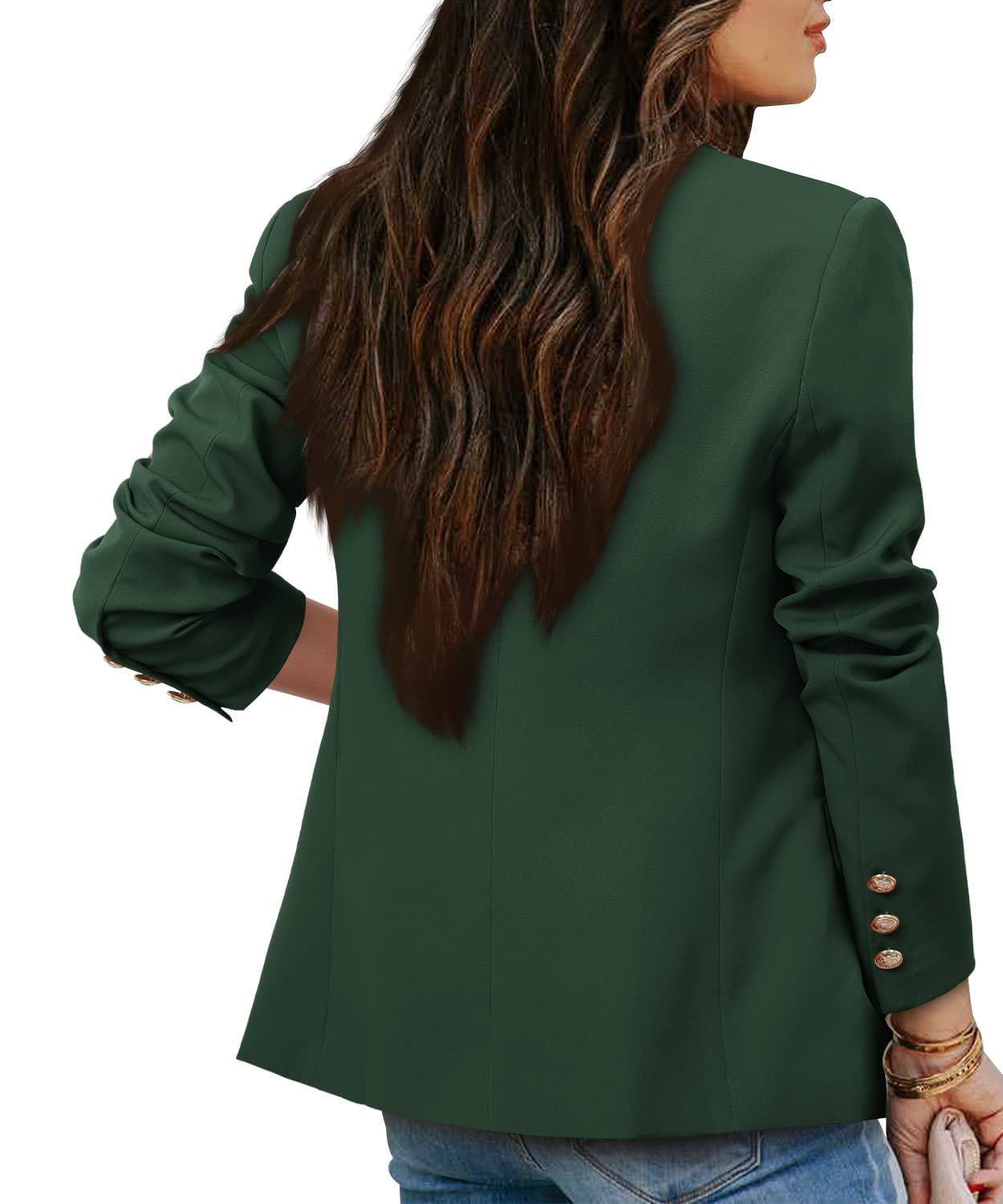 CRAZY GRID Womens Casual Blazer Jacket Gold Button Long Sleeve Work 0ffice Blazer Lapel Open Front Jacket - Xpressa
