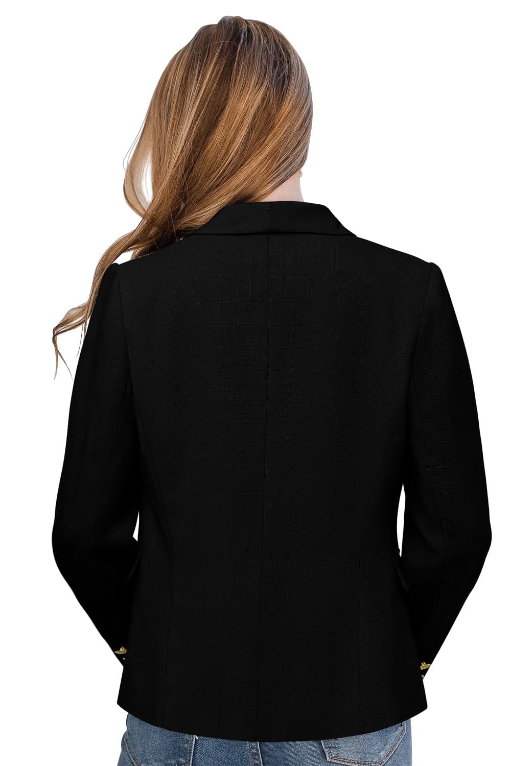 CRAZY GRID Womens Casual Blazer Jacket Gold Button Long Sleeve Work 0ffice Blazer Lapel Open Front Jacket - Xpressa