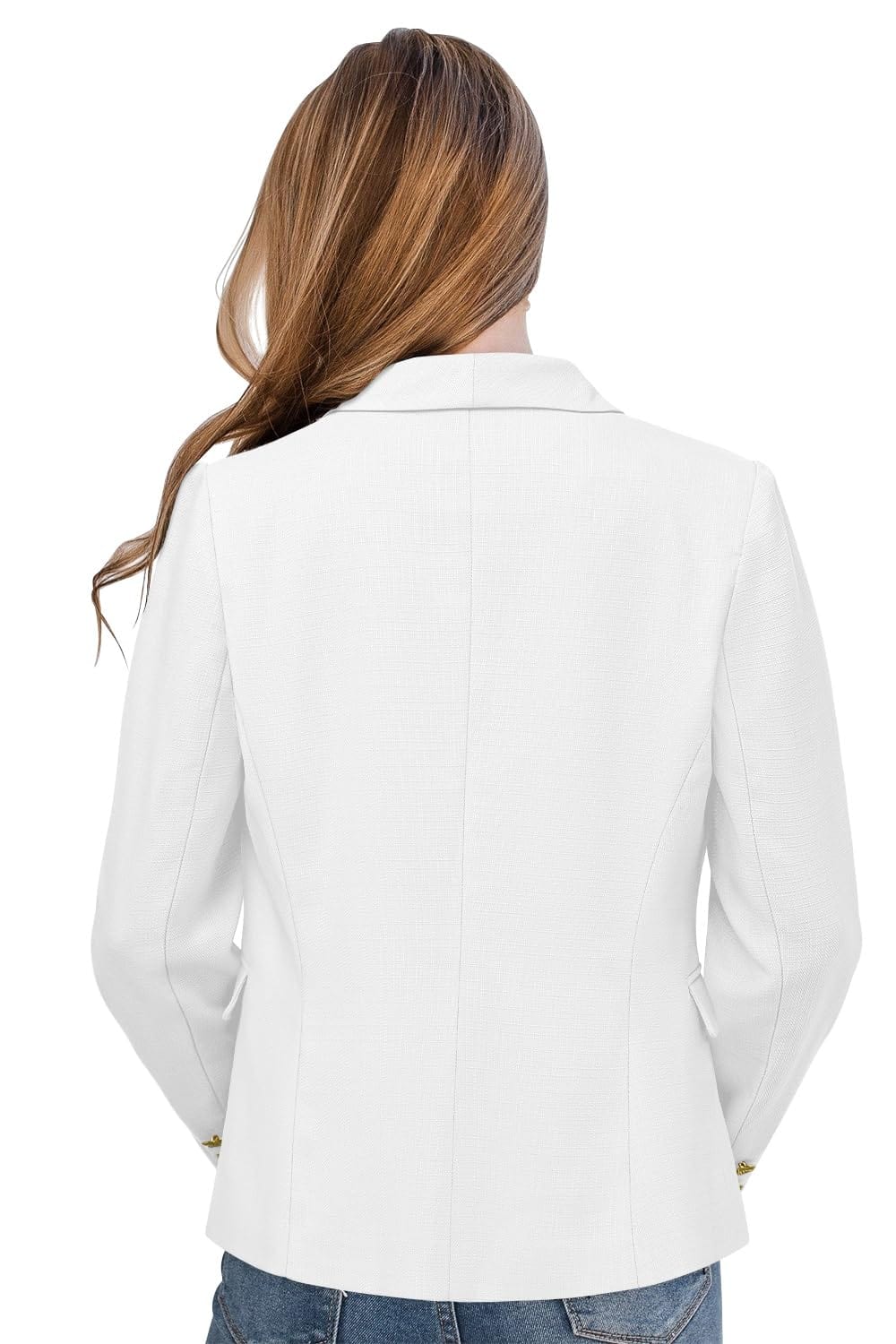 CRAZY GRID Womens Casual Blazer Jacket Gold Button Long Sleeve Work 0ffice Blazer Lapel Open Front Jacket - Xpressa