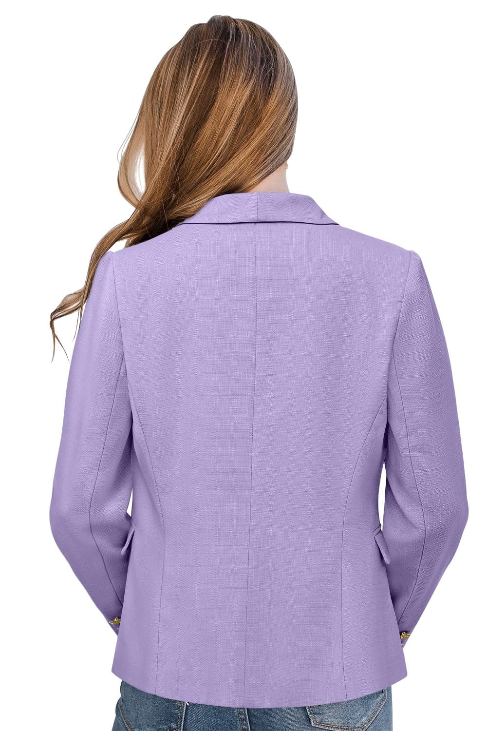 CRAZY GRID Womens Casual Blazer Jacket Gold Button Long Sleeve Work 0ffice Blazer Lapel Open Front Jacket - Xpressa