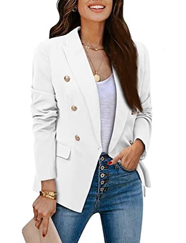 CRAZY GRID Womens Casual Blazer Jacket Gold Button Long Sleeve Work 0ffice Blazer Lapel Open Front Jacket - Xpressa