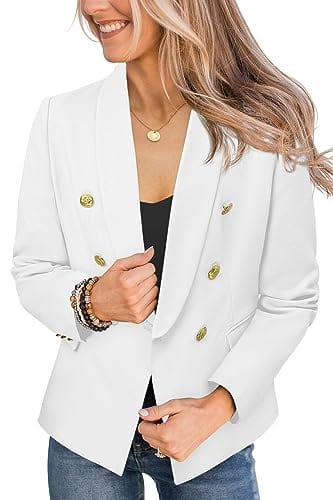 CRAZY GRID Womens Casual Blazer Jacket Gold Button Long Sleeve Work 0ffice Blazer Lapel Open Front Jacket - Xpressa