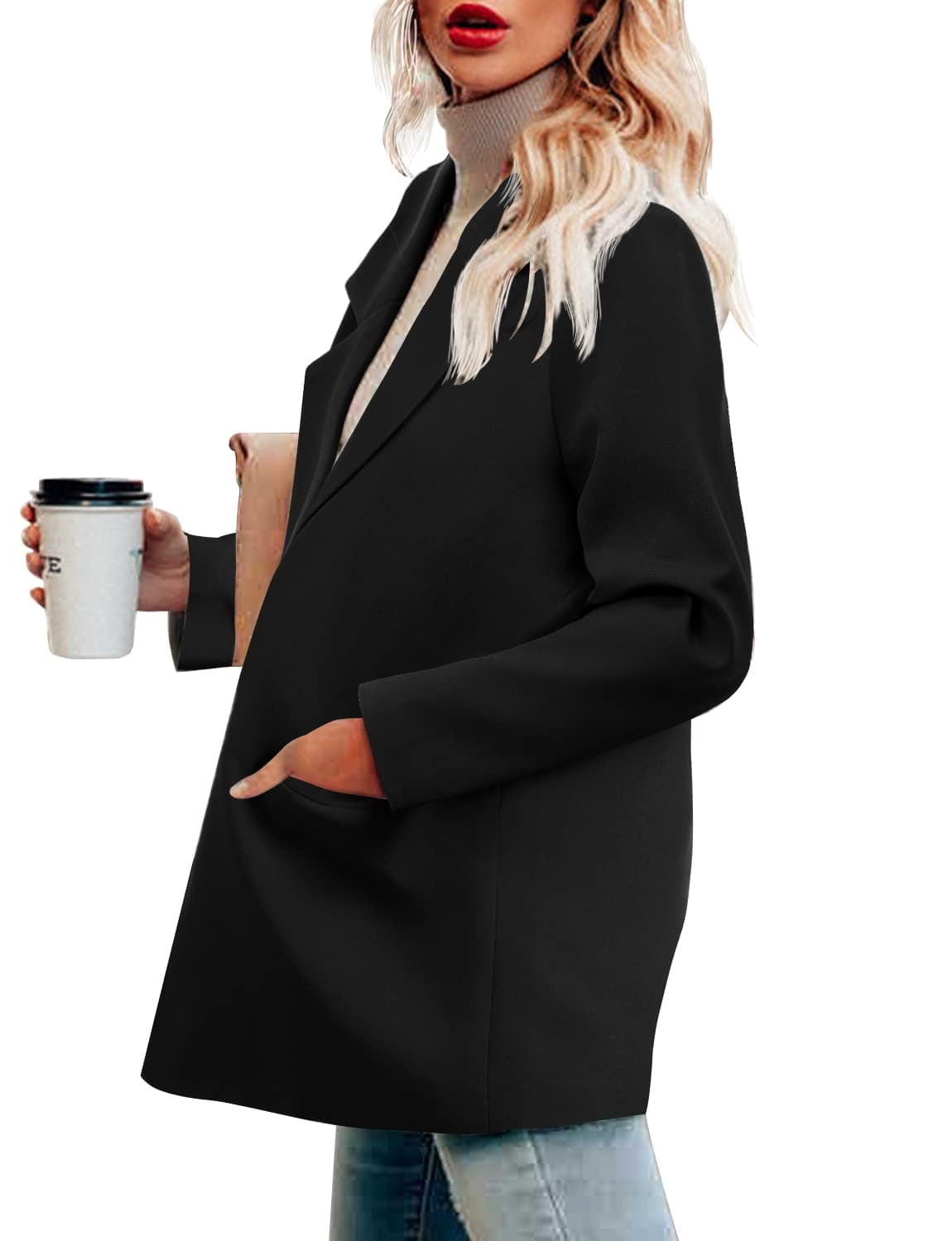 CRAZY GRID Womens Casual Blazer Jacket Long Sleeve Open Front Work Office Blazer Lapel Button Jacket - Xpressa