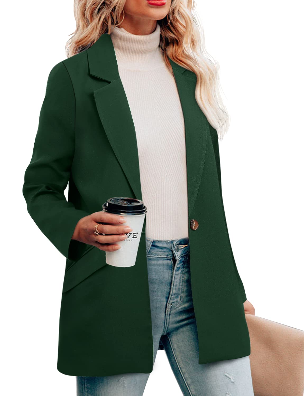 CRAZY GRID Womens Casual Blazer Jacket Long Sleeve Open Front Work Office Blazer Lapel Button Jacket - Xpressa