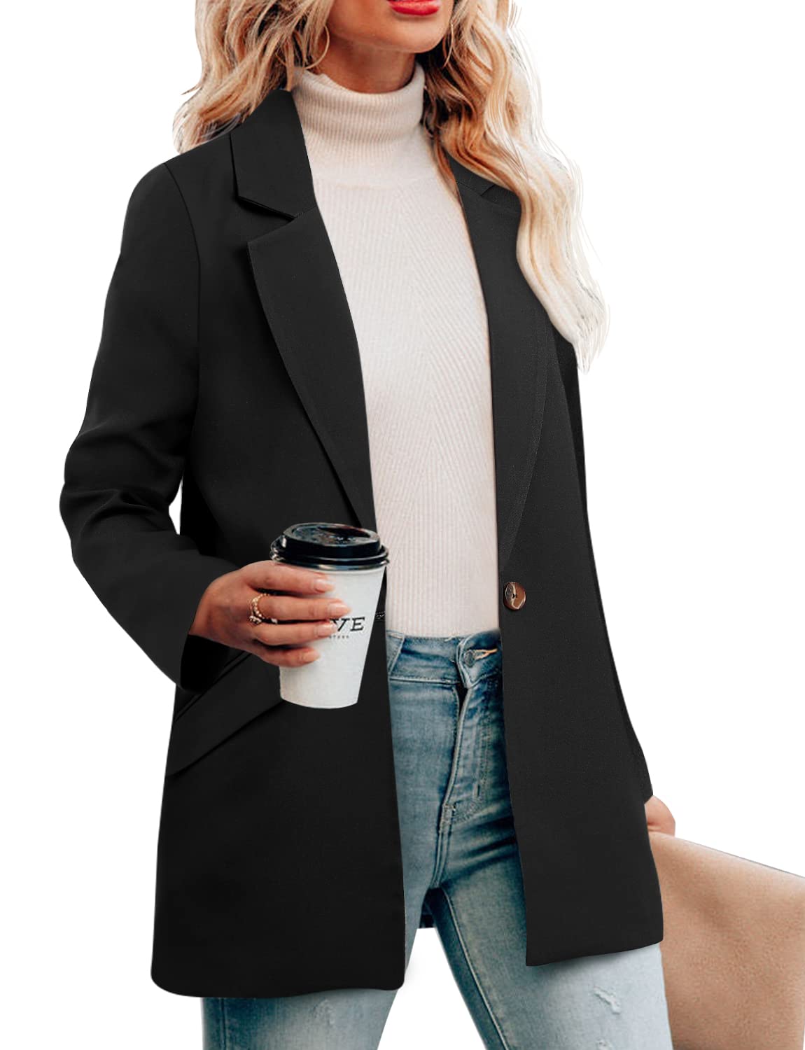 CRAZY GRID Womens Casual Blazer Jacket Long Sleeve Open Front Work Office Blazer Lapel Button Jacket - Xpressa