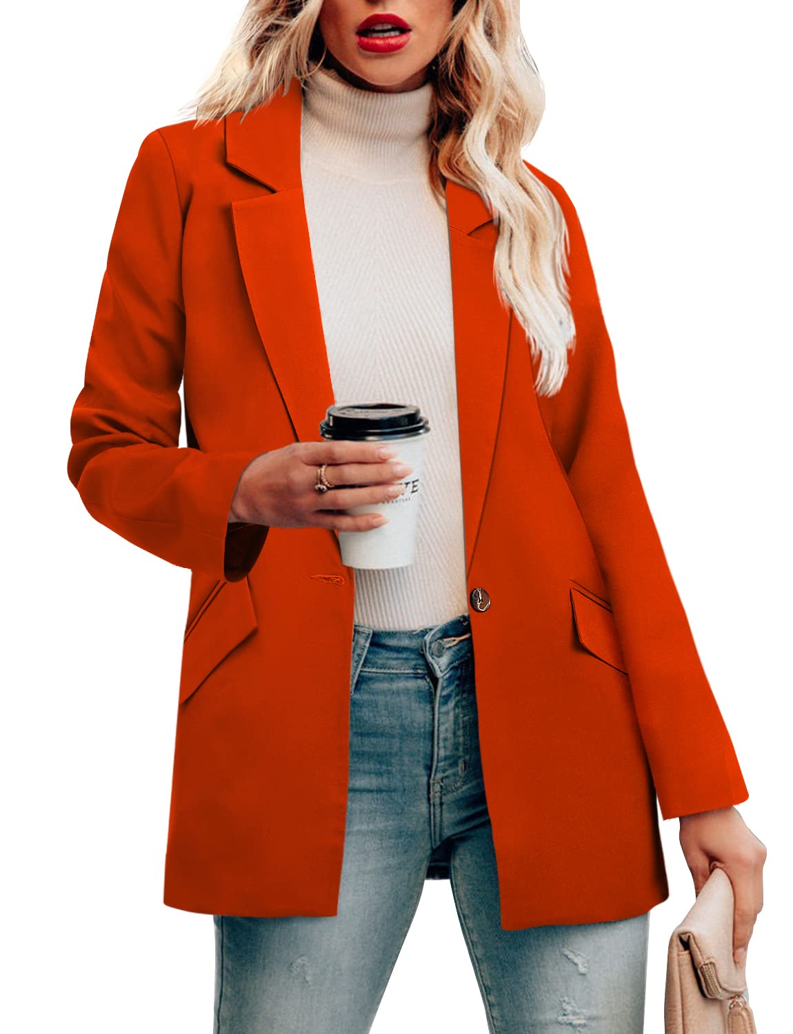 CRAZY GRID Womens Casual Blazer Jacket Long Sleeve Open Front Work Office Blazer Lapel Button Jacket - Xpressa