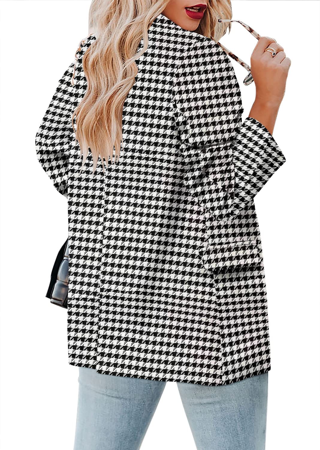 CRAZY GRID Womens Casual Blazer Jacket Long Sleeve Open Front Work Office Blazer Lapel Button Jacket - Xpressa