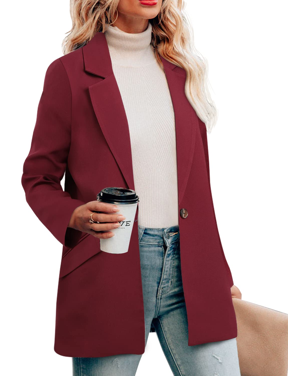 CRAZY GRID Womens Casual Blazer Jacket Long Sleeve Open Front Work Office Blazer Lapel Button Jacket - Xpressa