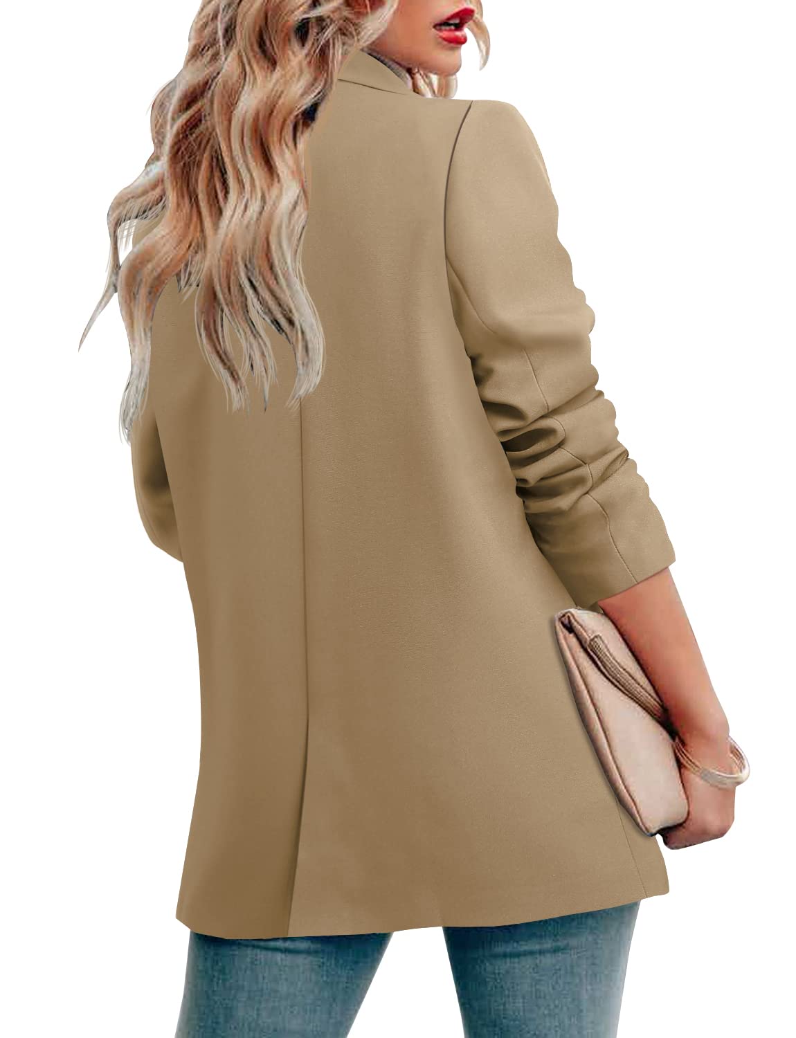 CRAZY GRID Womens Casual Blazer Jacket Long Sleeve Open Front Work Office Blazer Lapel Button Jacket - Xpressa