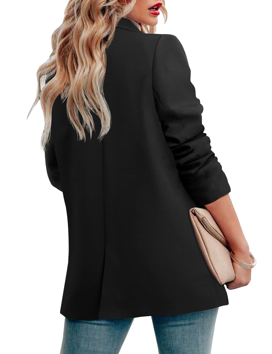 CRAZY GRID Womens Casual Blazer Jacket Long Sleeve Open Front Work Office Blazer Lapel Button Jacket - Xpressa