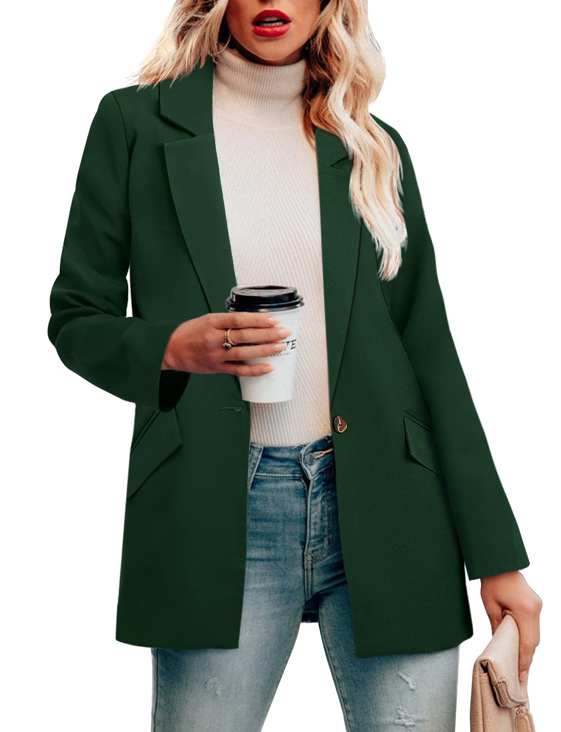 CRAZY GRID Womens Casual Blazer Jacket Long Sleeve Open Front Work Office Blazer Lapel Button Jacket - Xpressa