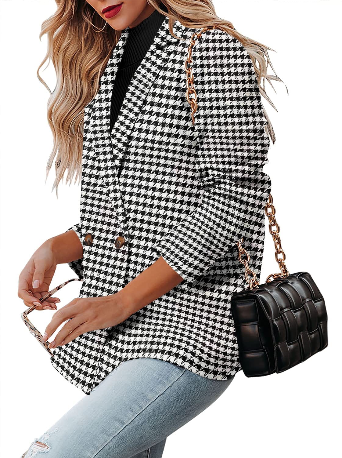 CRAZY GRID Womens Casual Blazer Jacket Long Sleeve Open Front Work Office Blazer Lapel Button Jacket - Xpressa