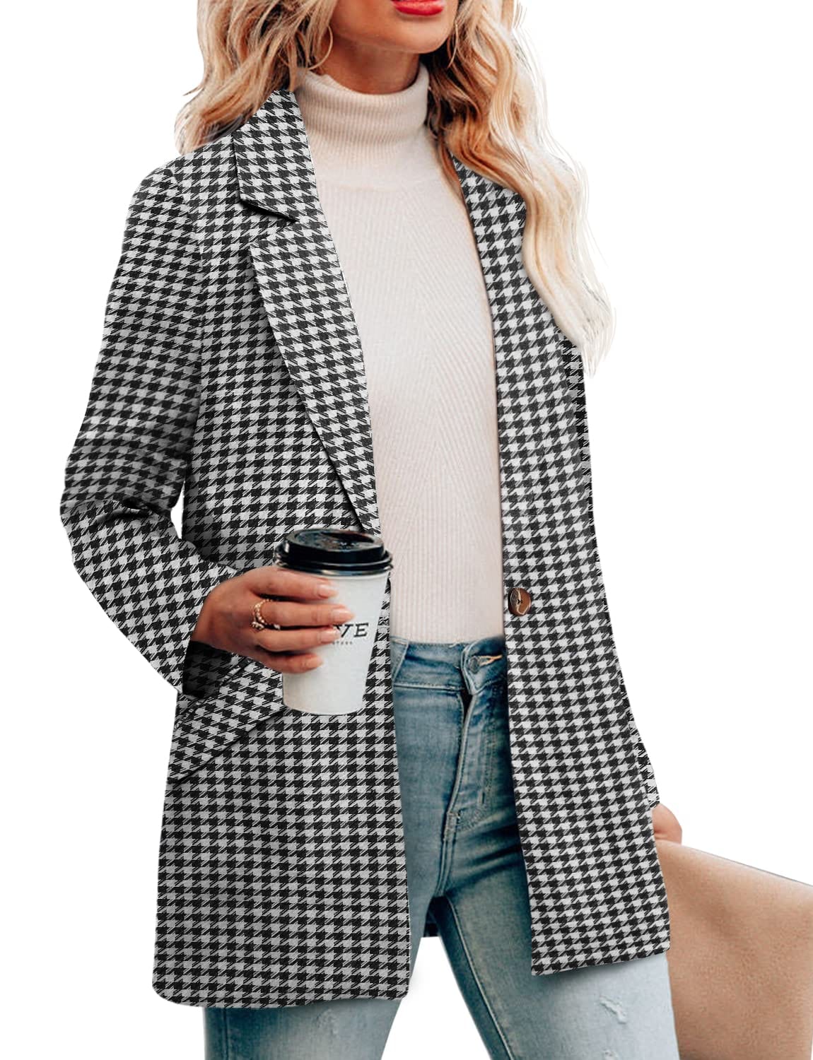 CRAZY GRID Womens Casual Blazer Jacket Long Sleeve Open Front Work Office Blazer Lapel Button Jacket - Xpressa