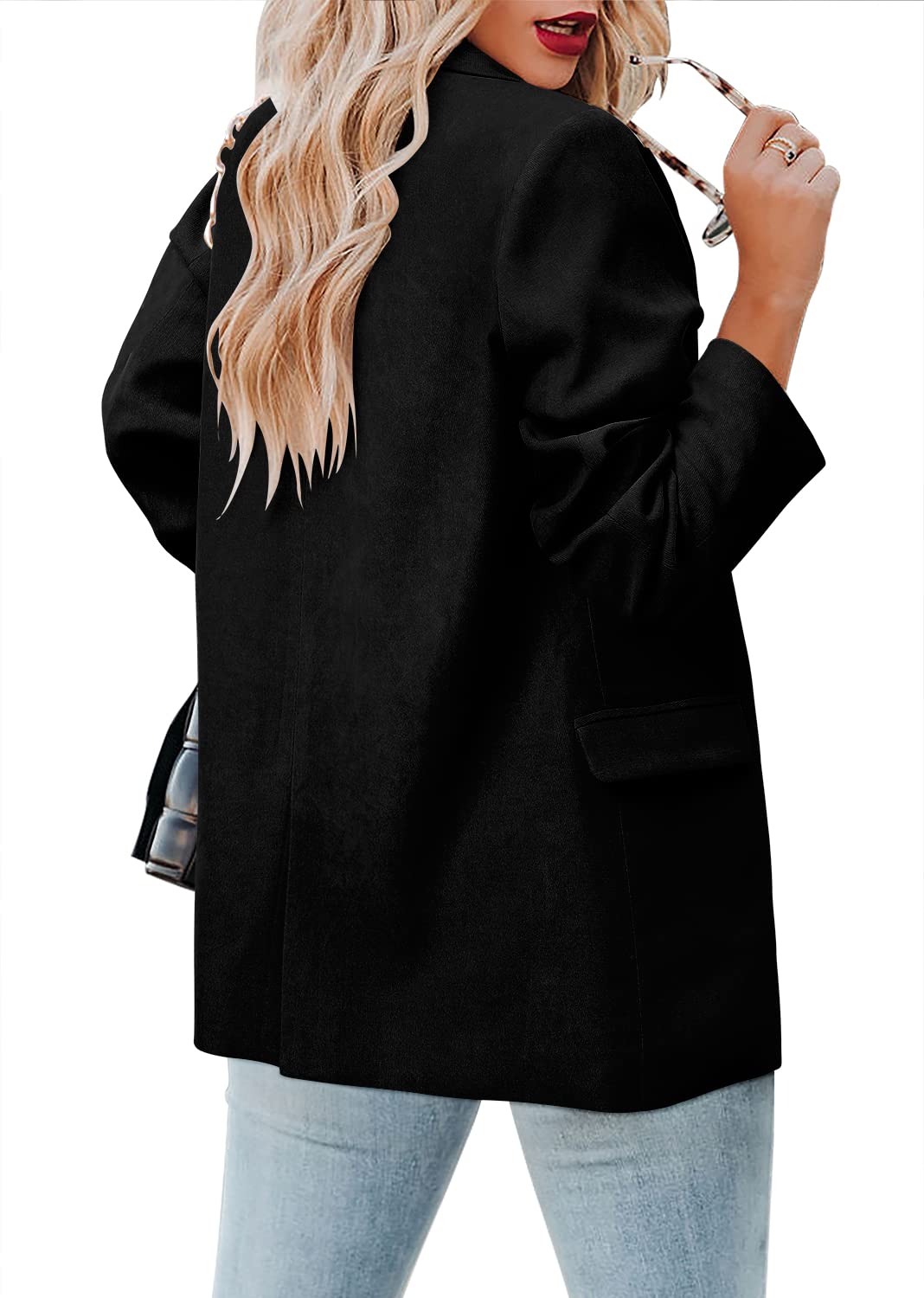 CRAZY GRID Womens Casual Blazer Jacket Long Sleeve Open Front Work Office Blazer Lapel Button Jacket - Xpressa