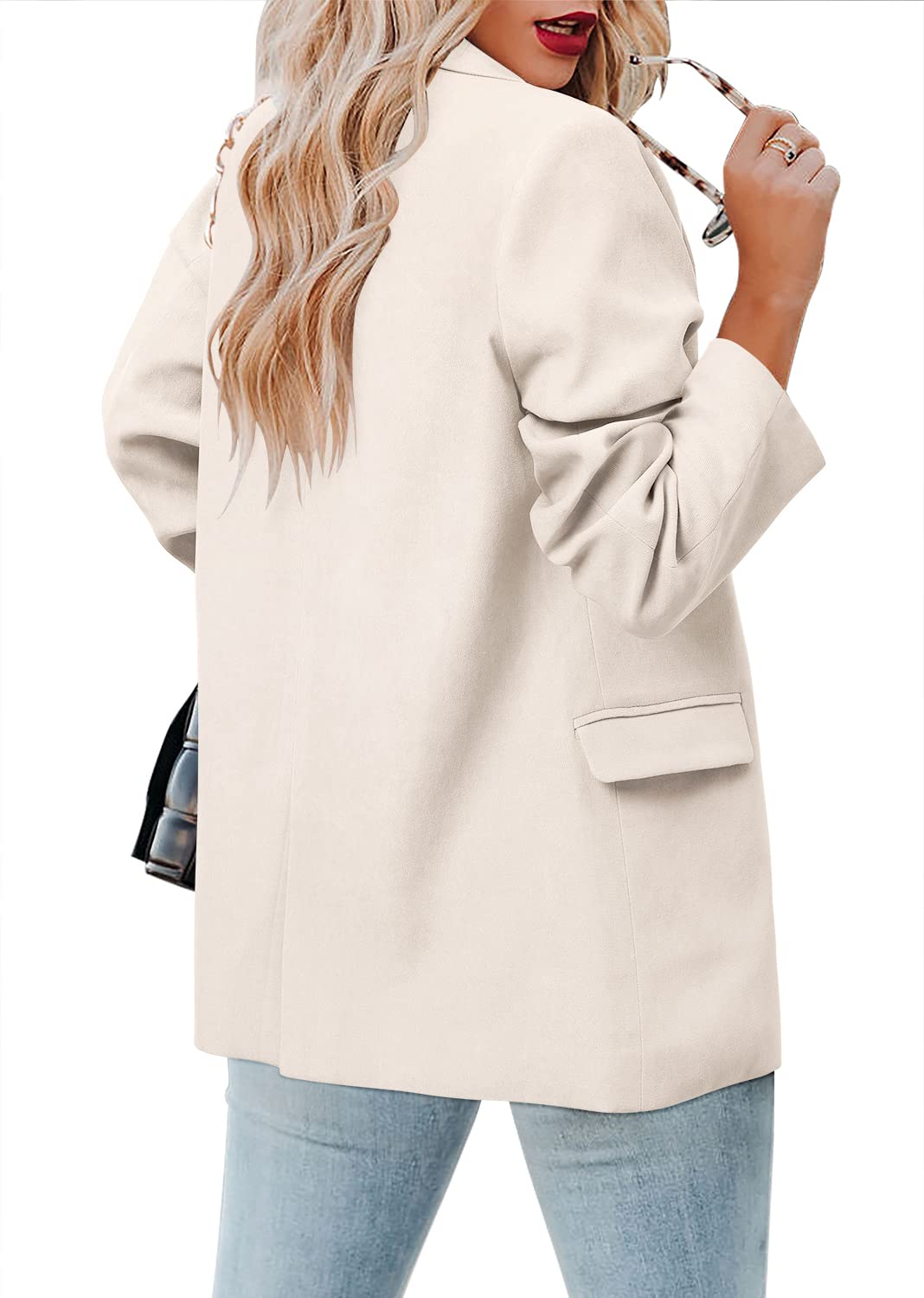 CRAZY GRID Womens Casual Blazer Jacket Long Sleeve Open Front Work Office Blazer Lapel Button Jacket - Xpressa