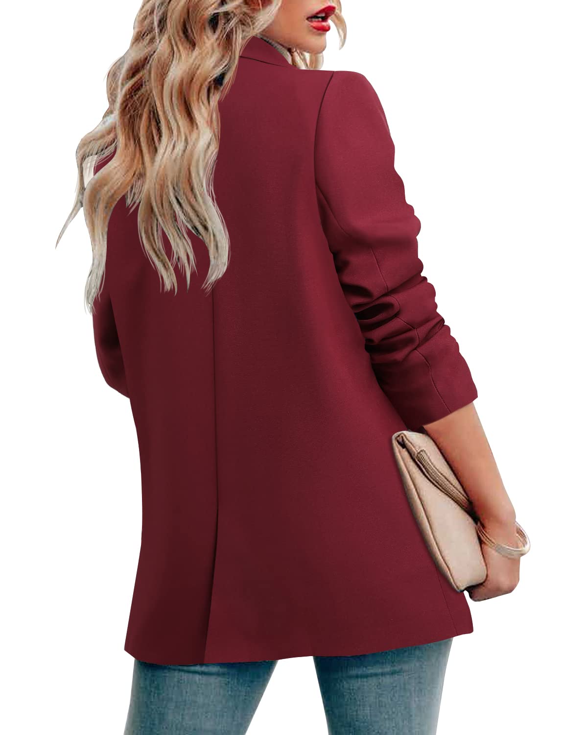 CRAZY GRID Womens Casual Blazer Jacket Long Sleeve Open Front Work Office Blazer Lapel Button Jacket - Xpressa