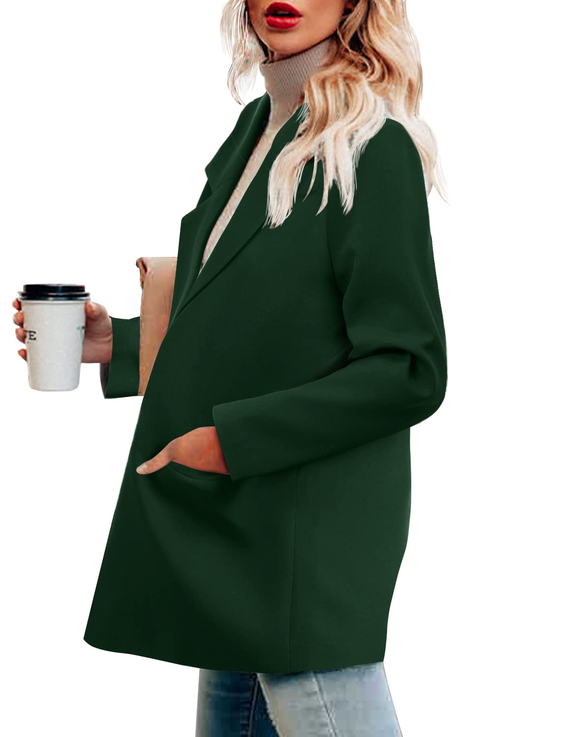 CRAZY GRID Womens Casual Blazer Jacket Long Sleeve Open Front Work Office Blazer Lapel Button Jacket - Xpressa
