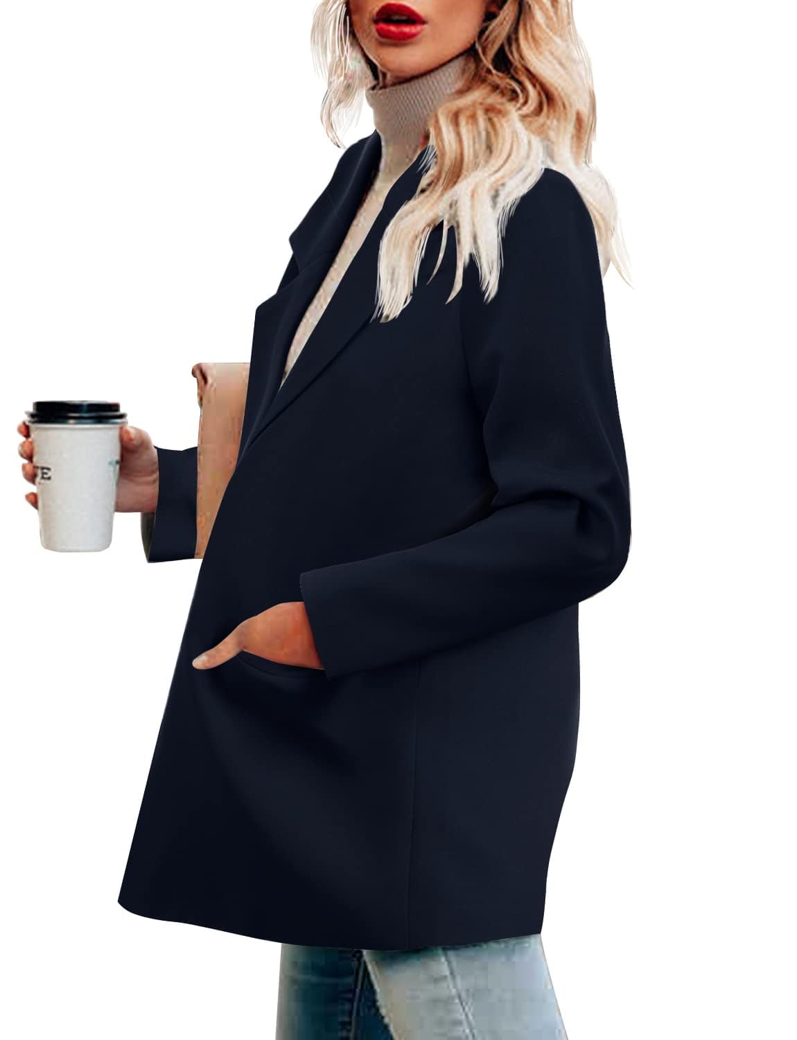 CRAZY GRID Womens Casual Blazer Jacket Long Sleeve Open Front Work Office Blazer Lapel Button Jacket - Xpressa