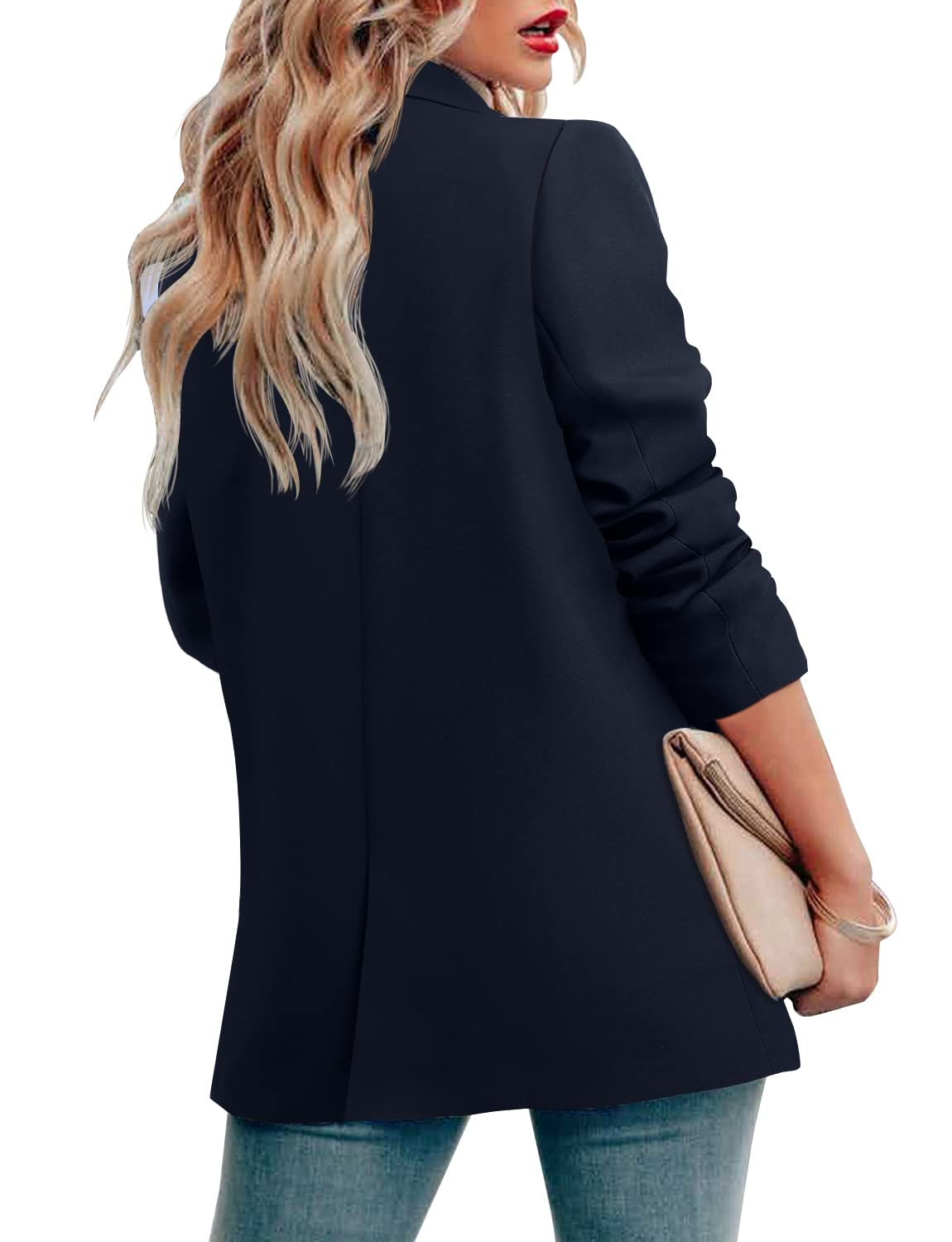CRAZY GRID Womens Casual Blazer Jacket Long Sleeve Open Front Work Office Blazer Lapel Button Jacket - Xpressa