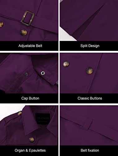 CREATMO US Women's Long Trench Coat Double - Breasted Classic Lapel Overcoat Belted Slim Outerwear Coat with Detachable Hood - Xpressa