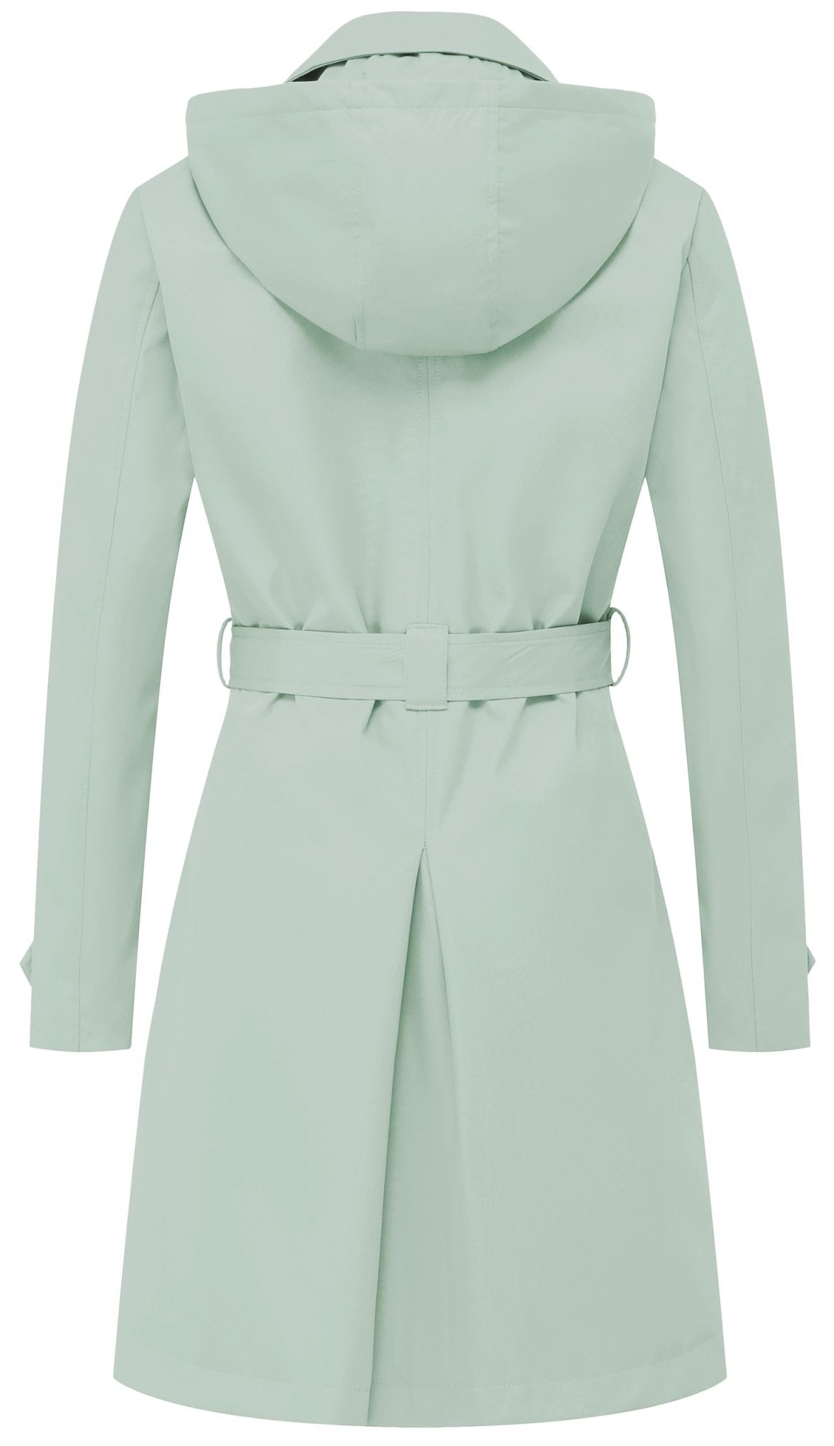 CREATMO US Women's Long Trench Coat Double - Breasted Classic Lapel Overcoat Belted Slim Outerwear Coat with Detachable Hood - Xpressa