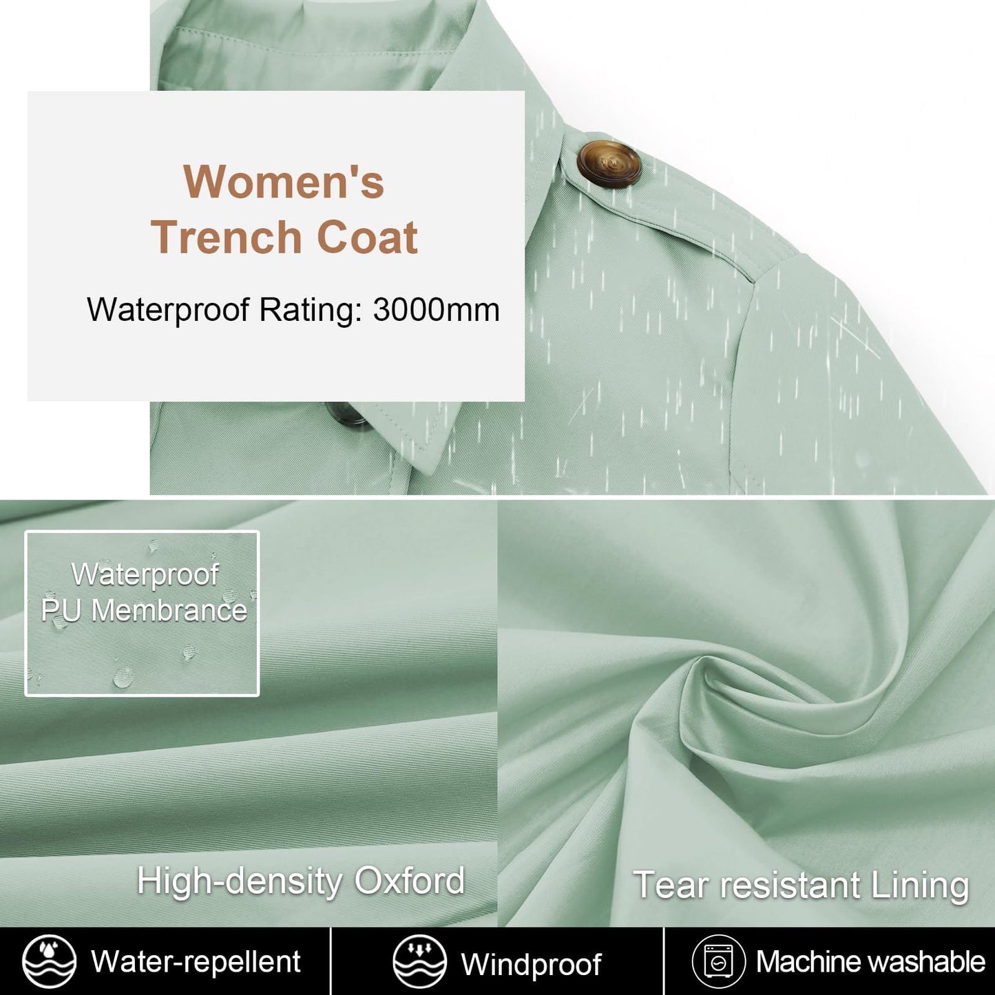 CREATMO US Women's Long Trench Coat Double - Breasted Classic Lapel Overcoat Belted Slim Outerwear Coat with Detachable Hood - Xpressa