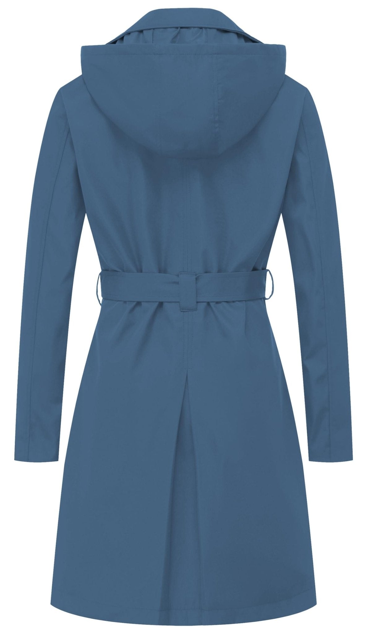 CREATMO US Women's Long Trench Coat Double - Breasted Classic Lapel Overcoat Belted Slim Outerwear Coat with Detachable Hood - Xpressa